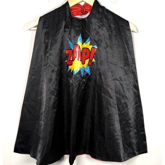 Creative Expressions Other - Creative Play Black Satin Superhero Cape Red‎ Trim Kids Costume ZAP! Reversible